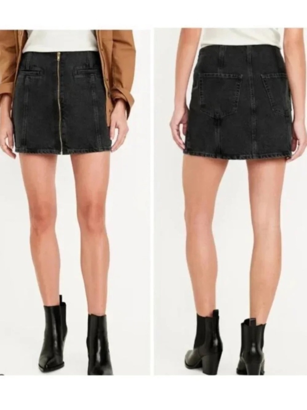 PLUS SIZE: Old Navy Gray Mid-Rise OG Jean Mini Skirt Full Front Zip